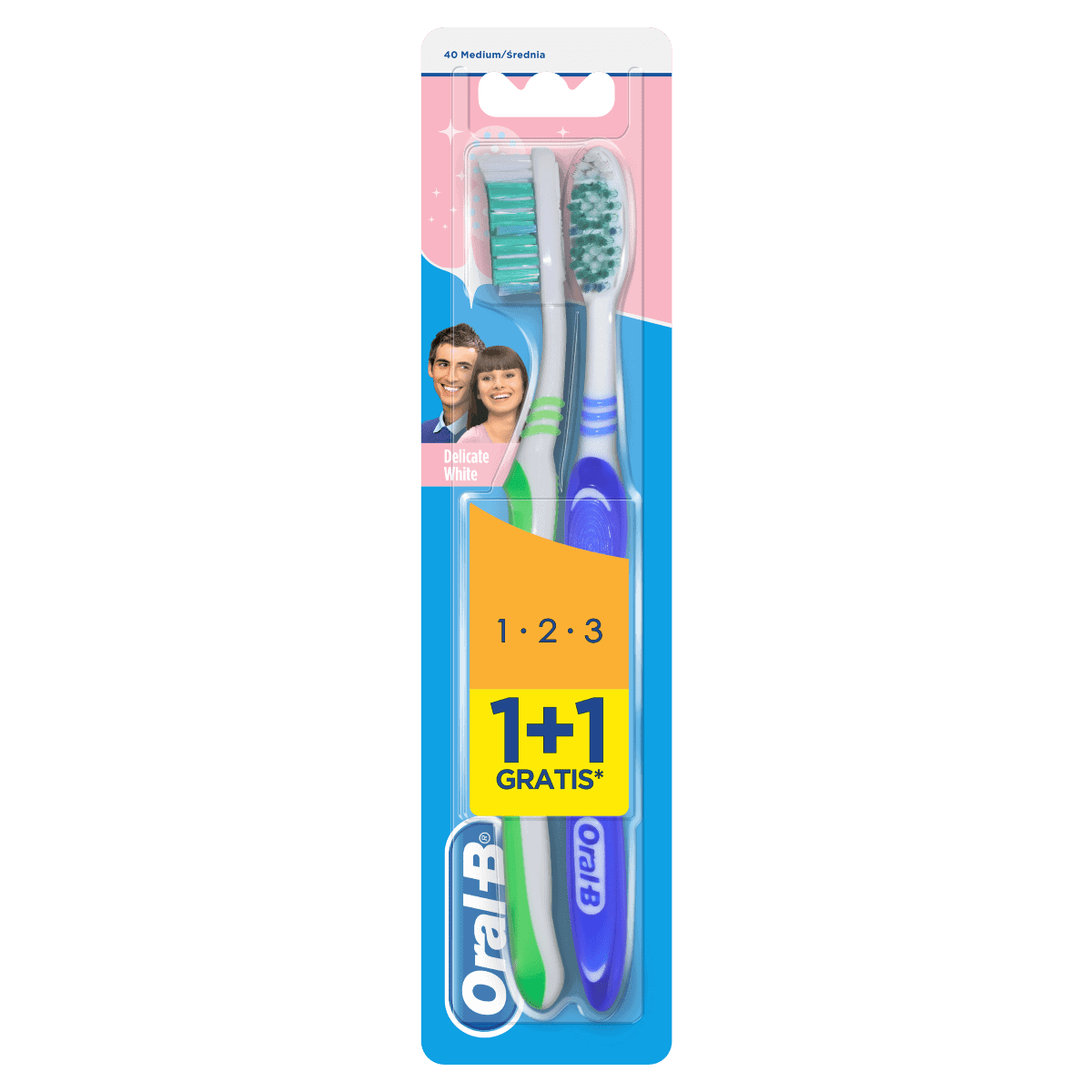 Oral-B Delicate White 40 Medium četkica za zube 1+1 a2