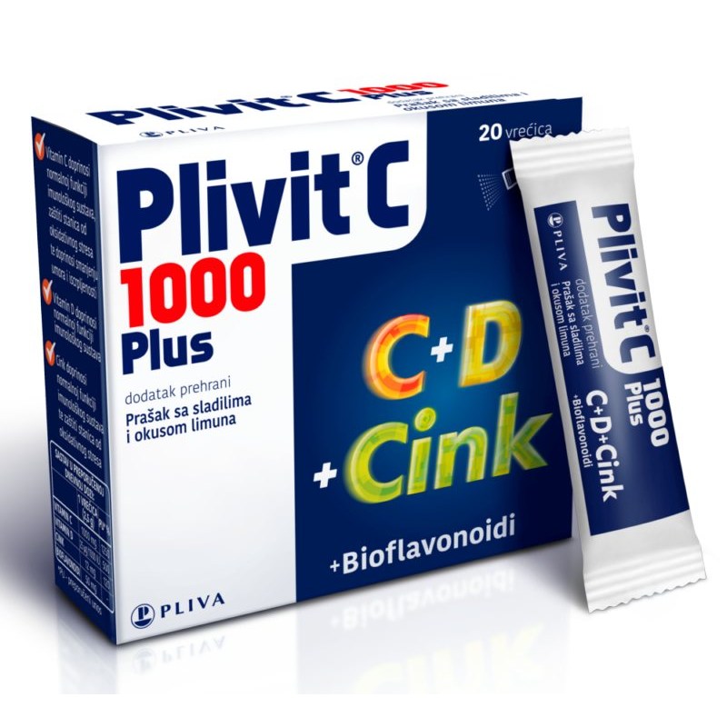 PLIVIT C 1000 Plus C+D+Cink 20 vrećica